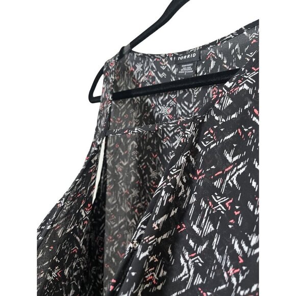 Torrid Top Women 1X Black Pullover Tank Aztec Western Boho Retro Summer Flowy - Picture 6 of 15
